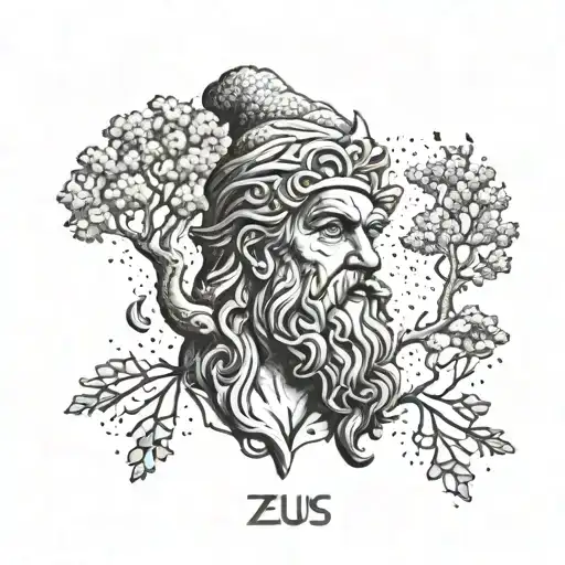 The Name Zeus With A Pine Tree