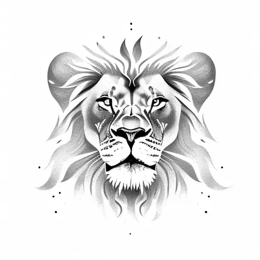 Lion Face With Fire Background