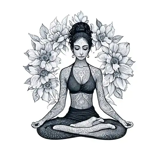 Yoga Pose Floral Design