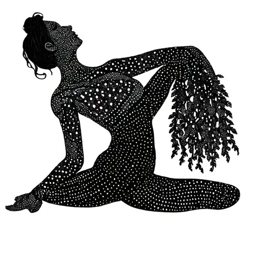 Yoga Pose In A Nature Simple Lines Connecting Various