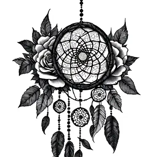 Roses And Dream Catcher Entangled