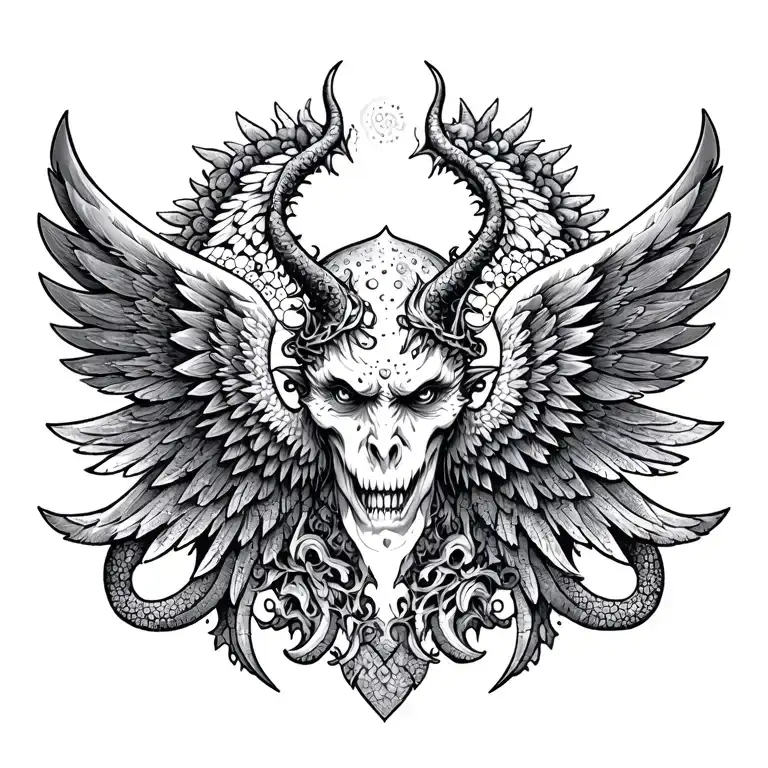 Winged Demonic Emblem Symmetric