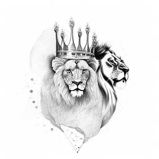 Lion And Lamb In One With Crown Of Thawns On Head