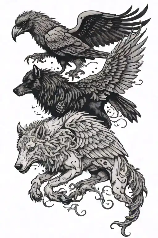 Two Ravens A Wolf A Worm And A 8 Legged Horse