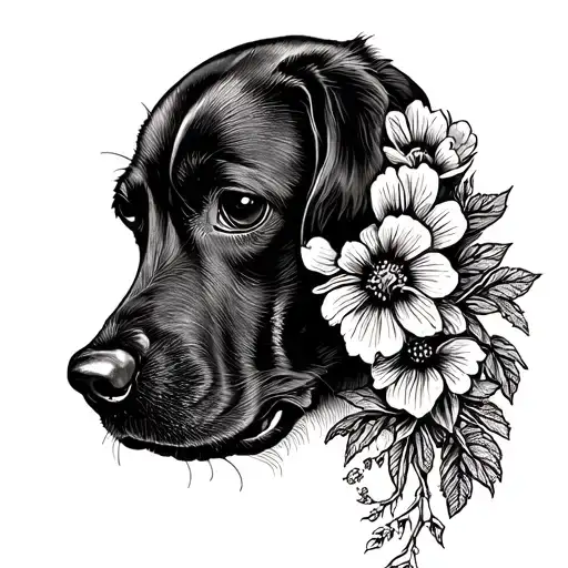 Dog Ear And Flowers