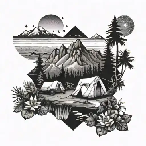 Combination Of Sea Desert Mountain Jungle Camping