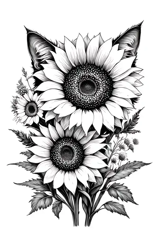 Sunflowers Wildflowers Cat Tails