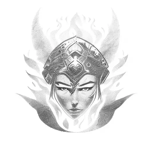 A Warrior's Silhouette Emerging From The Flames Of A Gaming Console