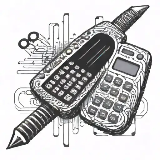 An Abstract Representation Of A Calculator Morphing Into A Musical Instrument