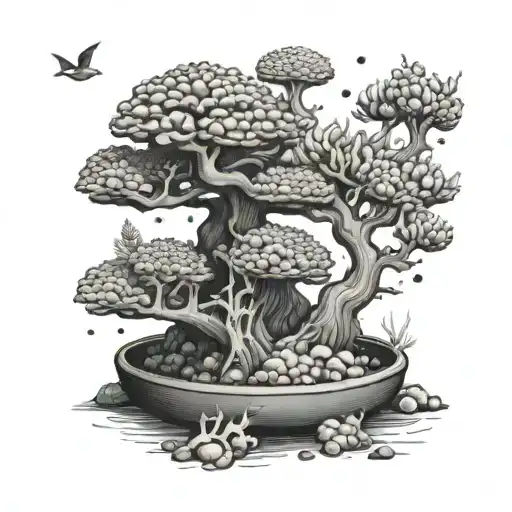 A Marine-themed Bonsai Tree Incorporating Elements Of Foraminifera