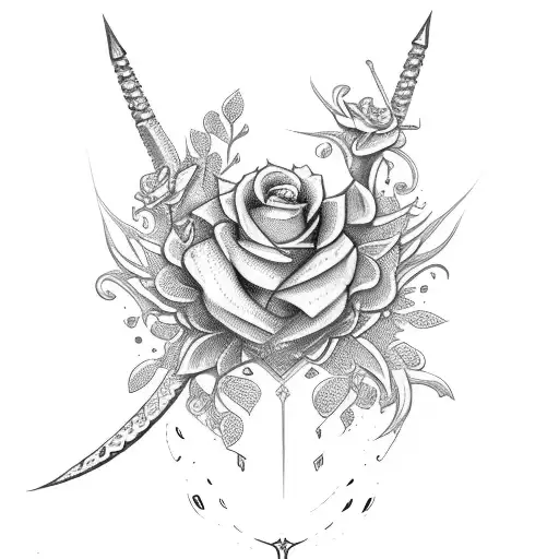 Dagger With Flowers And Snake