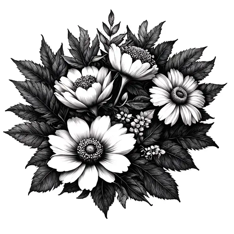 Flowers And Leaves Growing