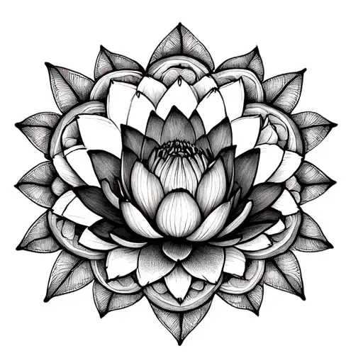 Lotus Flower Mandala Design Incorporating Elements