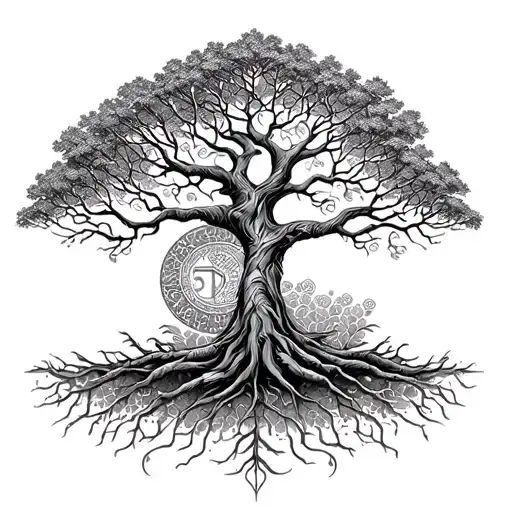 Tree Of Life With Zodiac Sign Leo