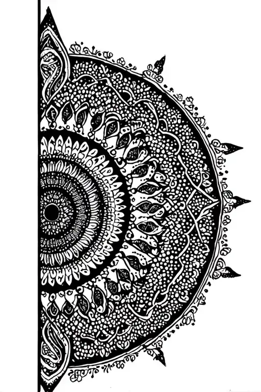 Ornamental Circular Tattoo For Sternum That Symbolizes Birth And Life