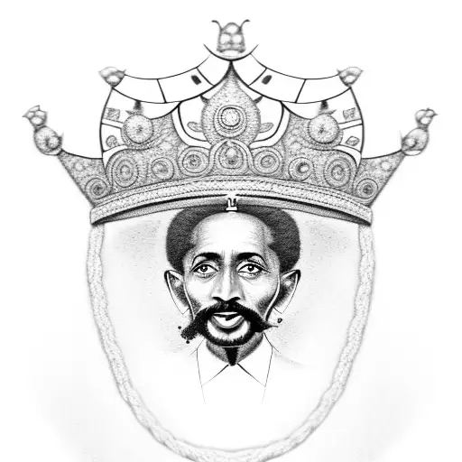 A Portrait Of Haile Selassie Wearing A Rastafari Crown