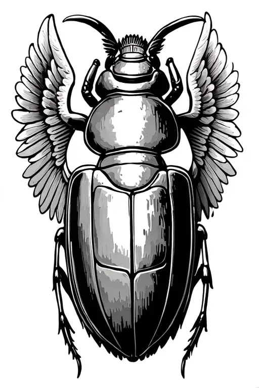 Egyptian Scarab With Wings Spread