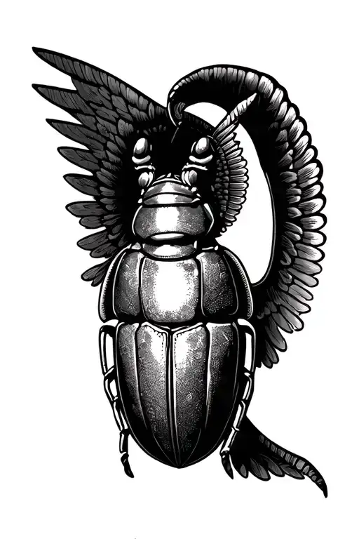 Egyptian Scarab Wide Body With Wings Spread