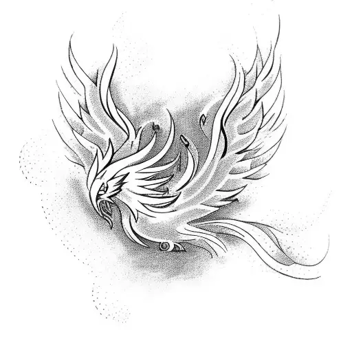 Create A Tattoo Design Of A Phoenix Rising From A Bed Of Vibrant Flowers