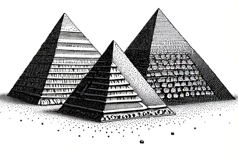 Three Pyramids Spread Out In Minimalist Style