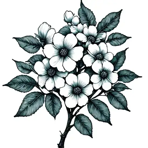 Branch With Twelve Flowers