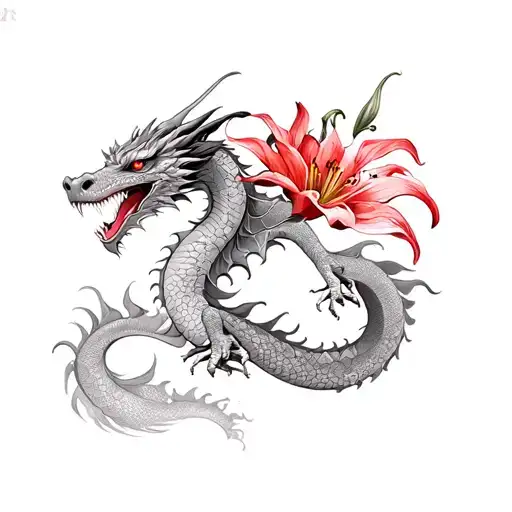 Dragon With Red Lily