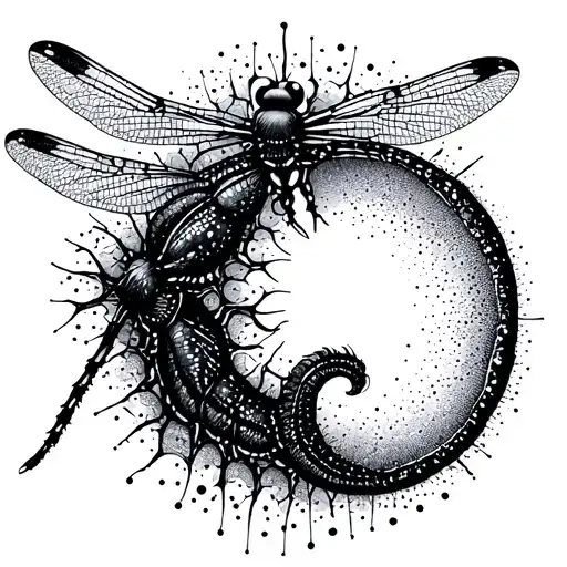 A Combination Of A Dragonfly And A Semi Colon Forming A Unique And Abstract Design