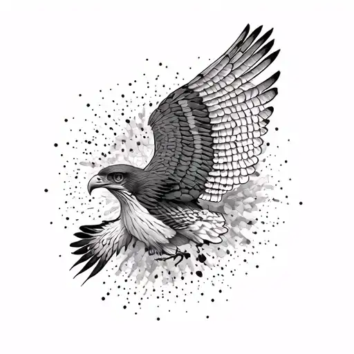 Only One Wing Of A Falcon With An Abstract Black And White Pattern Inside
