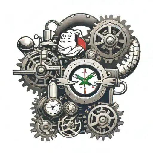 A Ghostbusters Logo Intertwined With Audio Equipment And Surrounded By Clock Gears