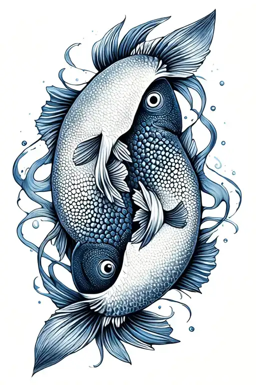 Two Fish That Intertwine Forming Steam Rising