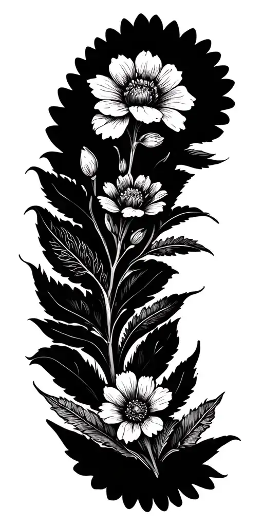 Plant With Flowers Incorporating Mandala Design