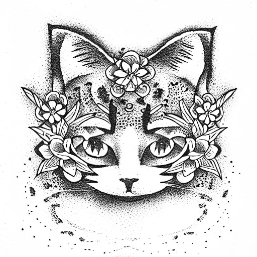 Cat With Flowers