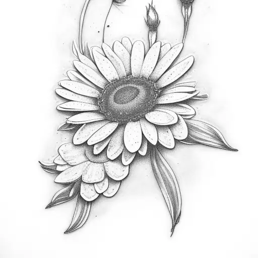 Daisy And Roses With A Blue Butterfly