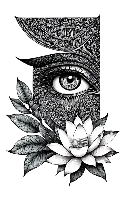 Eye Of Horus And Lotus Flower
