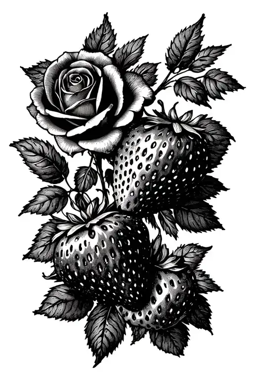 Postage Stamp With Strawberries And Roses