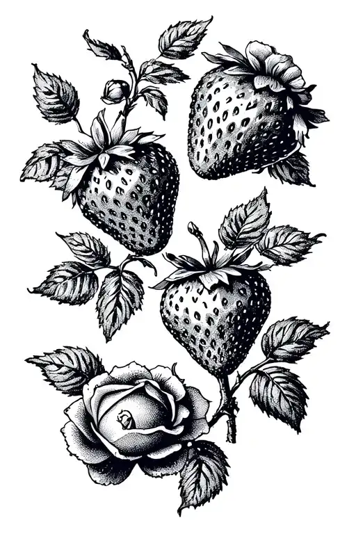 Postage Stamp With Strawberries And Roses