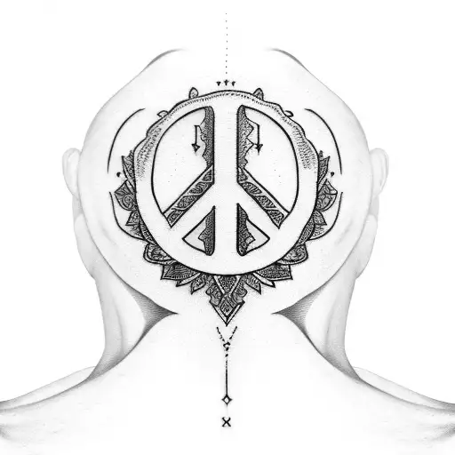 Peace Word In Roman Font On Neck