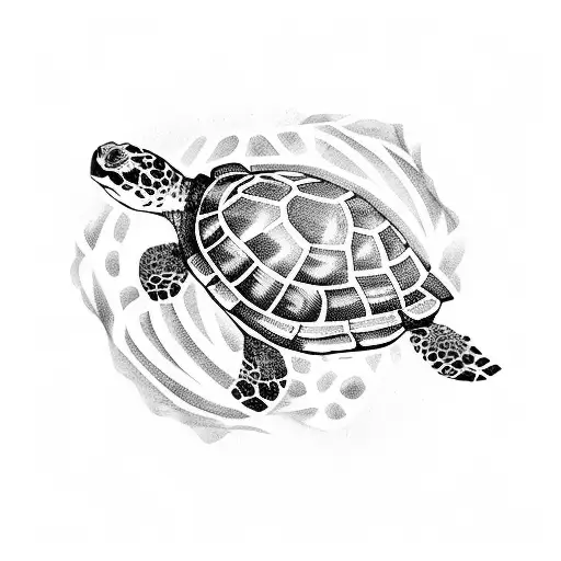 Mother Turtle With Baby Turtles