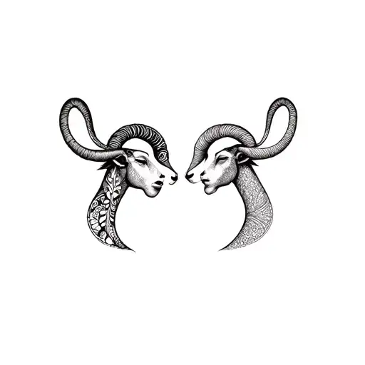 Capricorn And Aries Couple Tattoo Design