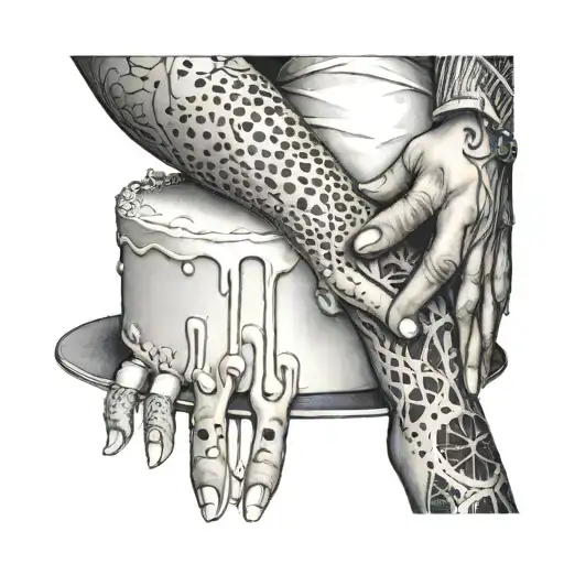 White Cake With Human Limbs Sticking Out