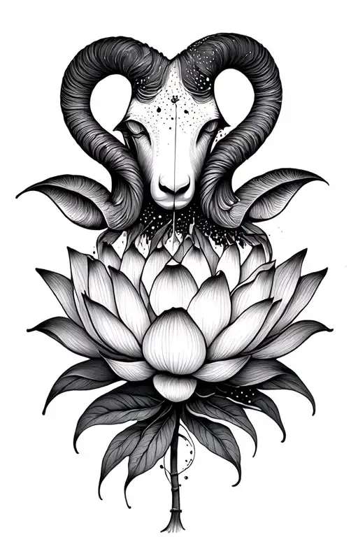 Lotus Flower And Aries Constellation Formed