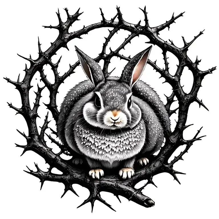 Evil Rabbit Surrounded By Thorn Branches