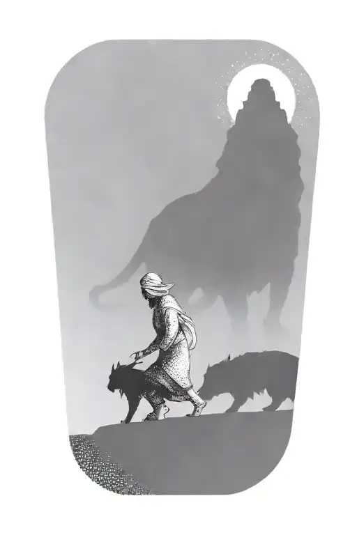 A Girl And Demon Beast Walking Side By Side