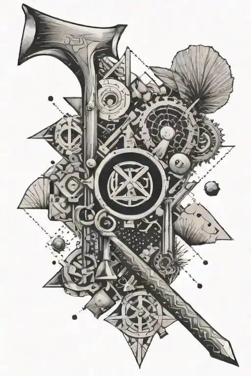 A Geometric Pattern Incorporating Symbols Of Toulouse And Forest Construction Tools