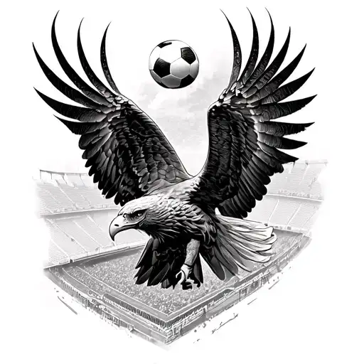 An Eagle Soaring Above A Soccer Stadium Filled With Gladiators
