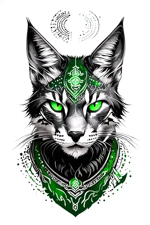 Samurai Lynx Warrior With Green Eyes