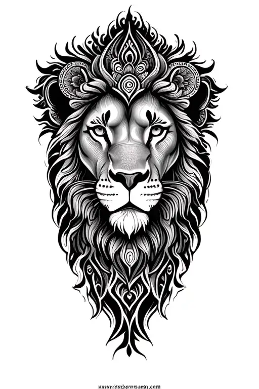 Mandala Design Incorporating Lion Head
