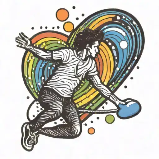 A Colorful Design Of A Person Jumping Rope With A Rainbow Heart In The Background