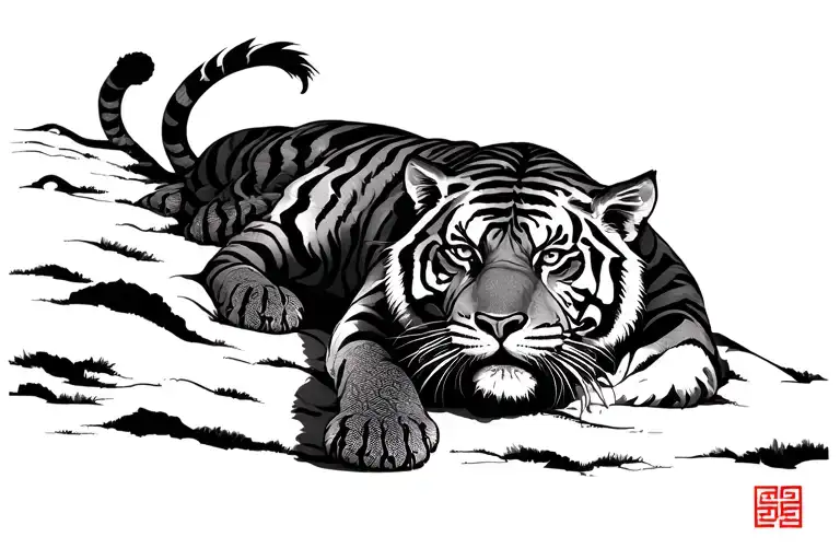 Korean Tiger Laying