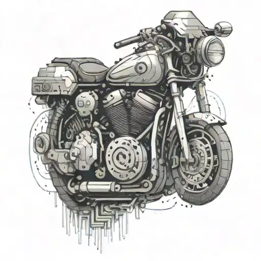 A Motorcycle Engine Morphing Into A Digital Motherboard